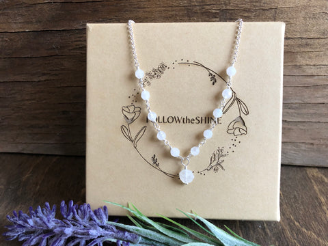 Double moonstone chain necklace