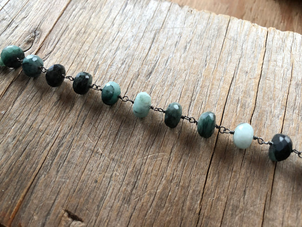 Statement raw Emerald chain bracelet