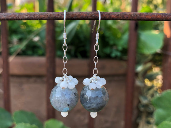 Earth labradorite moonstone earrings