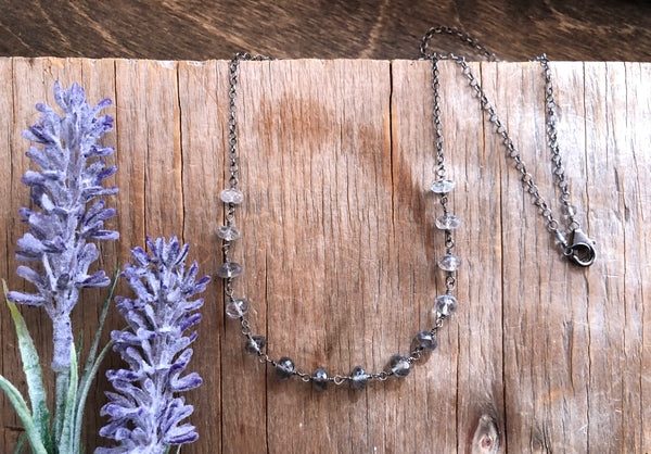 AAA ombré grey moonstone chain necklace