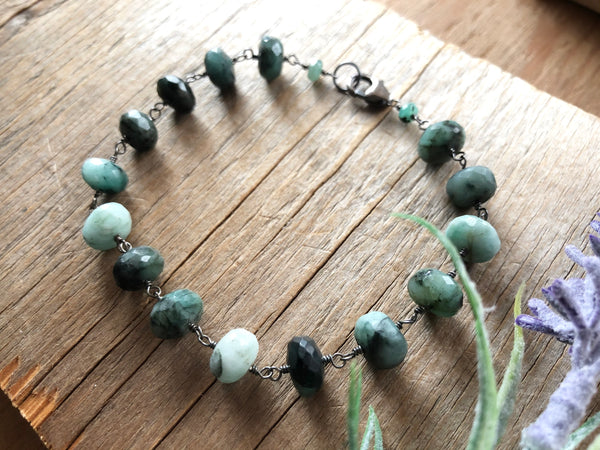 Statement raw Emerald chain bracelet