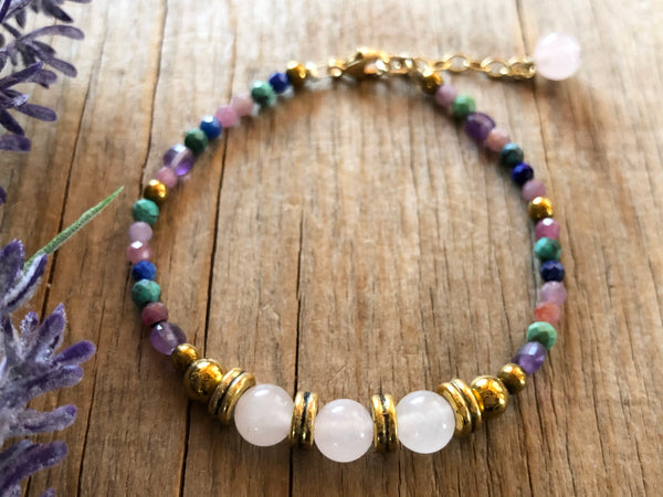 Rose quartz multi color candy bracelet