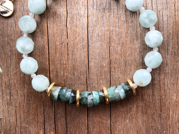 Raw emerald mint green Russian angelite bracelet