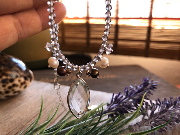 Vintage Smokey quartz bouquet necklace