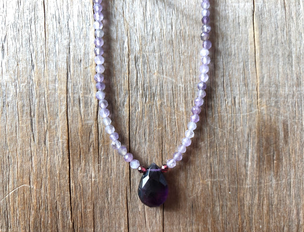 Double Amethyst tear drop necklace