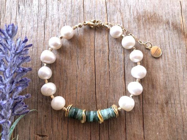 Emerald pearl mermaid bracelet