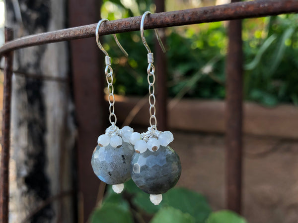 Earth labradorite moonstone earrings